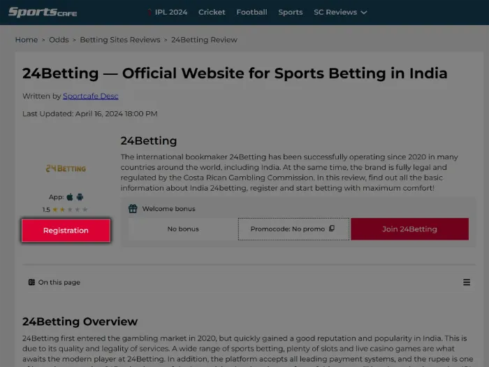 24betting how to open website